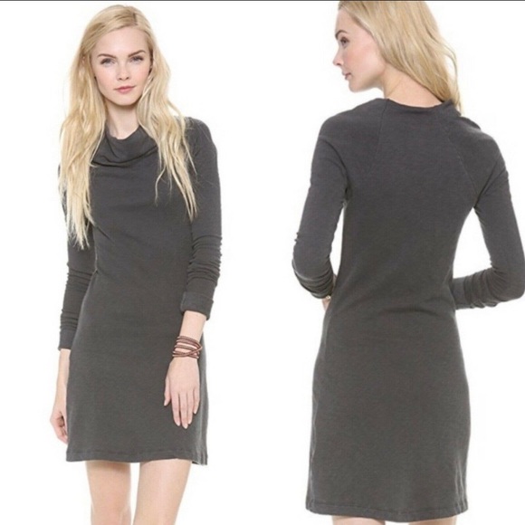 James Perse Standard Funnel Neck Sweatshirt Dress - Picture 1 of 8